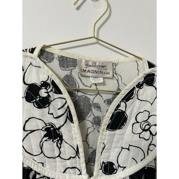 Vintage I Magnin House Dress Sleep Pajama David Brown Floral Small Oversized - Picture 3 of 11